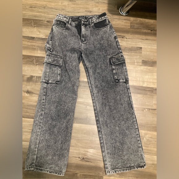 Momokrom Dolls Kill WASHED GREY LOW RISE BAGGY WIDE LEG JEANS - Picture 4 of 13